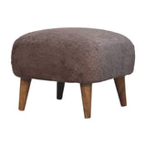 Mocha Faux Fur Square Stool - Artisan Furniture
