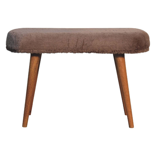 Mocha Faux Fur Fabric Bench - Artisan Furniture