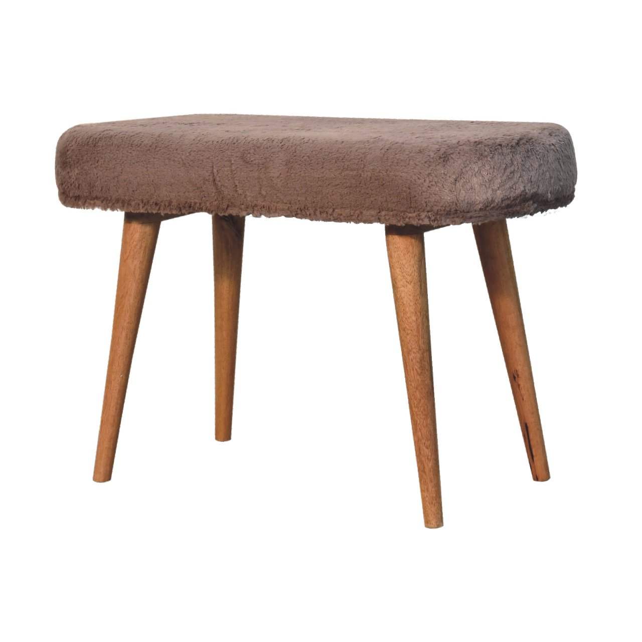 Mocha Faux Fur Fabric Bench - Artisan Furniture - Flyclothing LLC