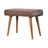 Mocha Faux Fur Fabric Bench - Artisan Furniture - Flyclothing LLC