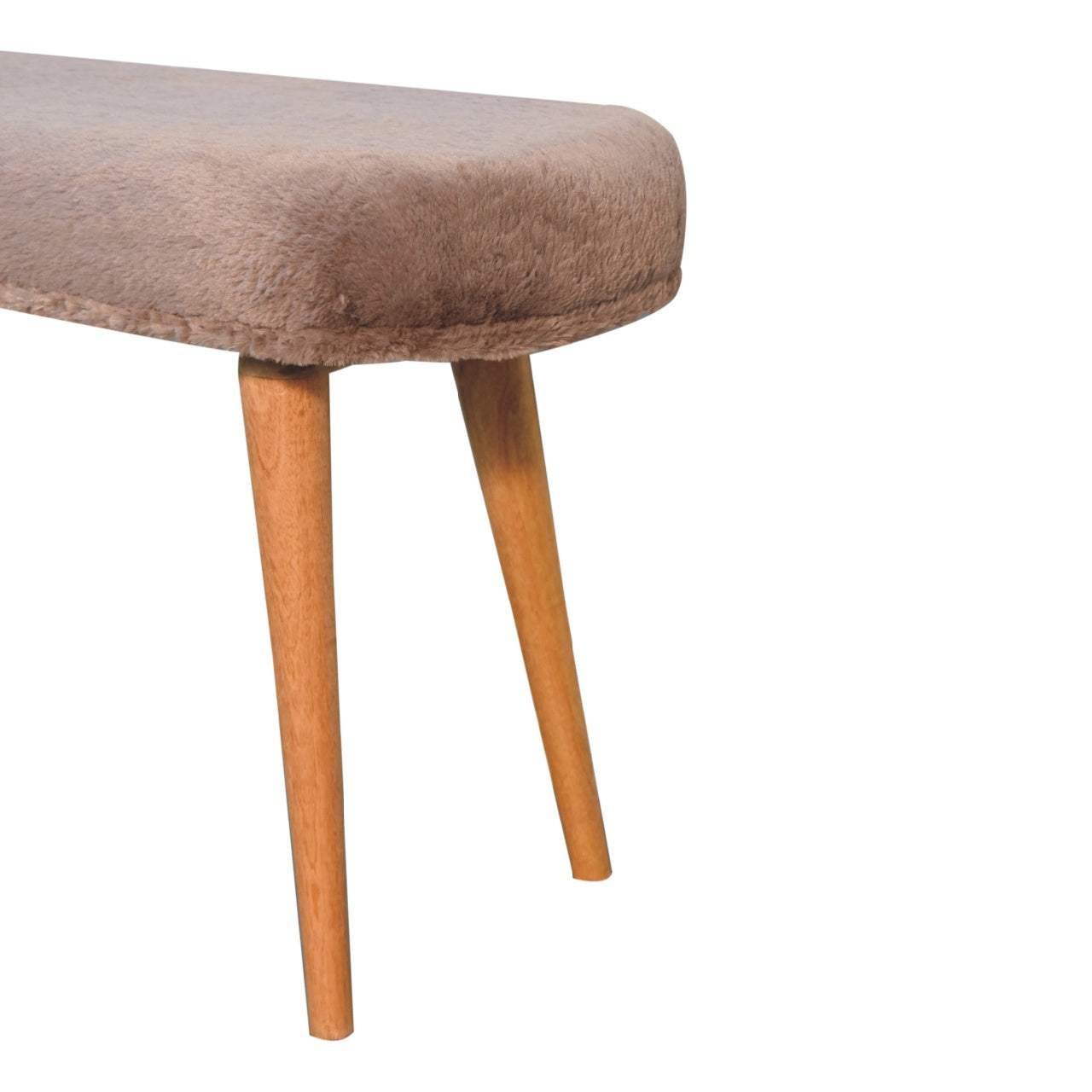 Mocha Faux Fur Fabric Bench - Artisan Furniture - Flyclothing LLC