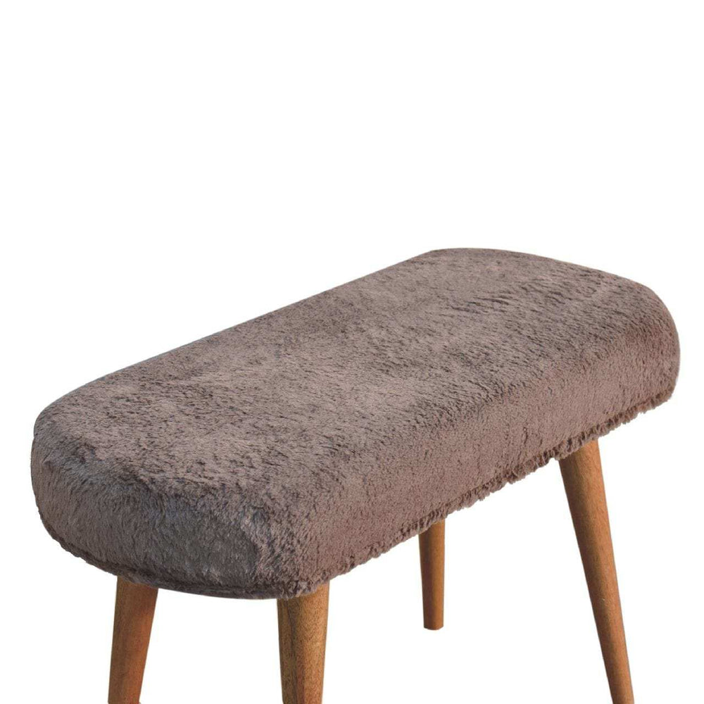 Mocha Faux Fur Fabric Bench - Artisan Furniture - Flyclothing LLC
