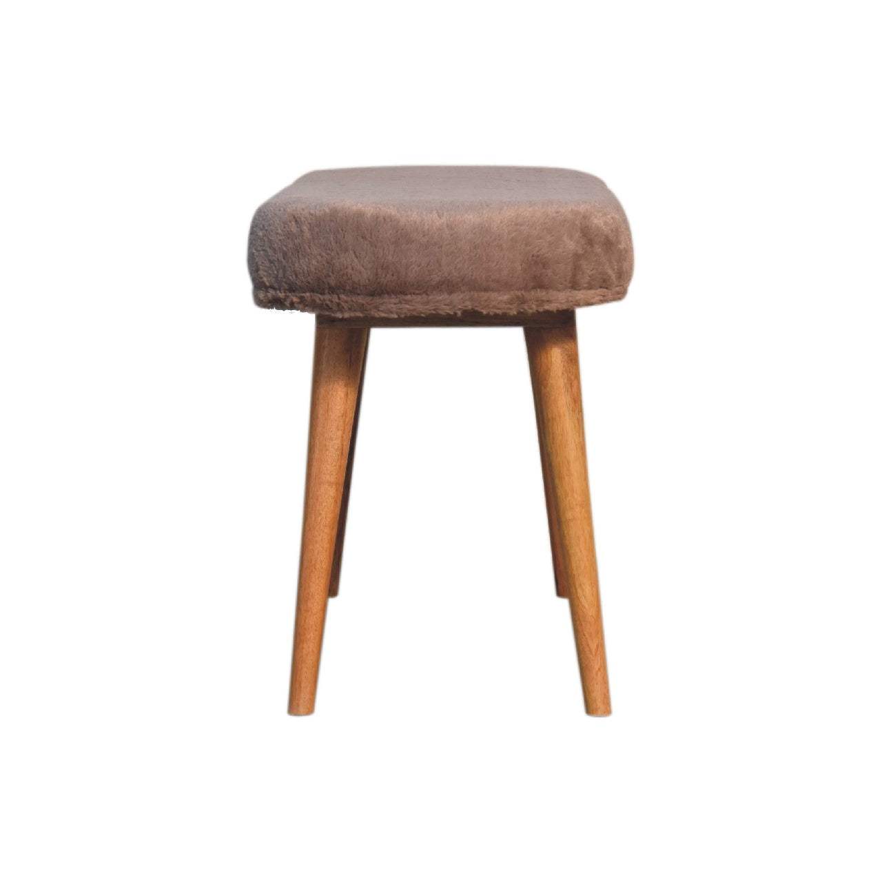 Mocha Faux Fur Fabric Bench - Artisan Furniture - Flyclothing LLC