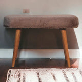 Mocha Faux Fur Fabric Bench - Artisan Furniture - Flyclothing LLC