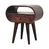 Light Walnut Circular Bedside with Open Slot - Artisan Furniture