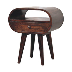 Light Walnut Circular Bedside with Open Slot - Artisan Furniture