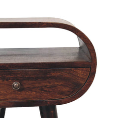 Light Walnut Circular Bedside with Open Slot - Artisan Furniture