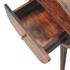 Light Walnut Circular Bedside with Open Slot - Artisan Furniture