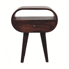 Light Walnut Circular Bedside with Open Slot - Artisan Furniture