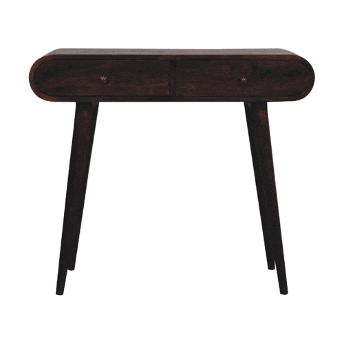 Light Walnut Curved Edge Console Table - Artisan Furniture