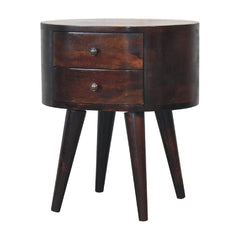 Light Walnut Rounded Bedside Table - Artisan Furniture
