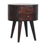 Light Walnut Rounded Bedside Table - Artisan Furniture