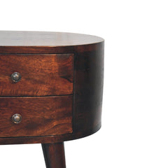Light Walnut Rounded Bedside Table - Artisan Furniture