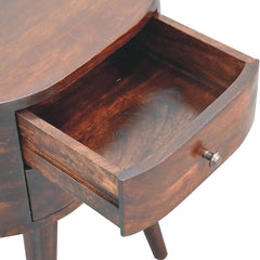 Light Walnut Rounded Bedside Table - Artisan Furniture