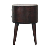 Light Walnut Rounded Bedside Table - Artisan Furniture - Flyclothing LLC