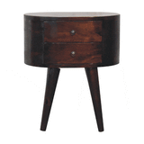 Light Walnut Rounded Bedside Table - Artisan Furniture - Flyclothing LLC