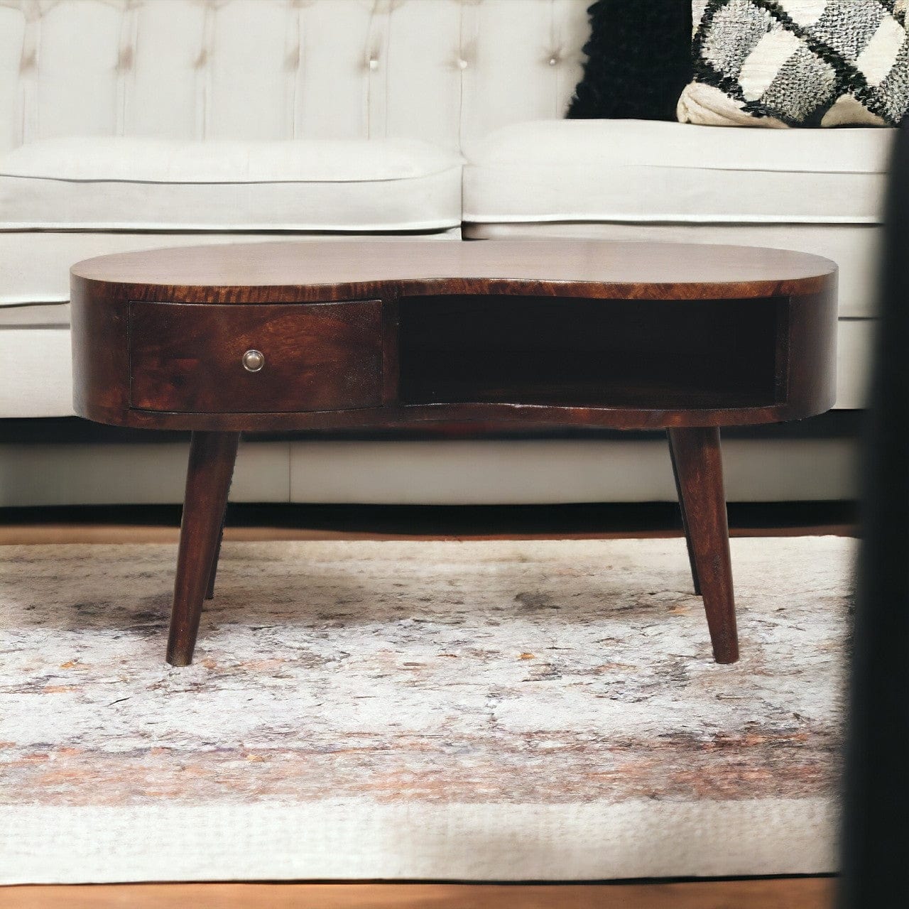 Light Walnut Wave Coffee Table - Artisan Furniture