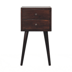Mini 2 Drawer Light Walnut Bedside - Artisan Furniture