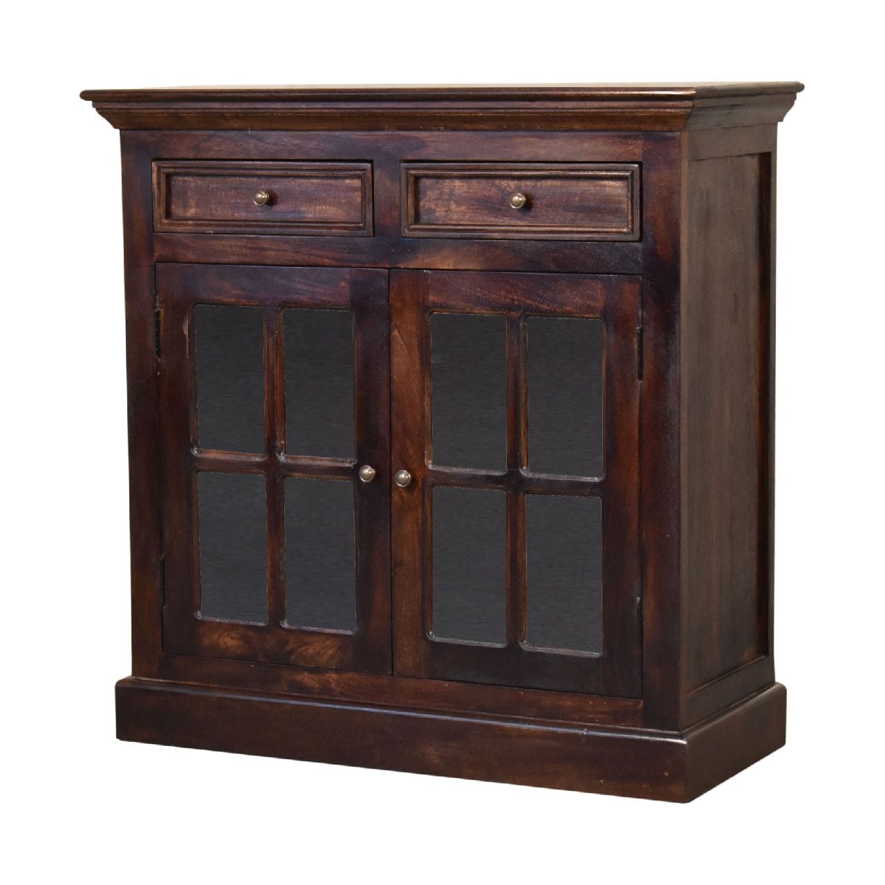 Light Walnut Cabinet with Glazed Doors - Artisan Furniture