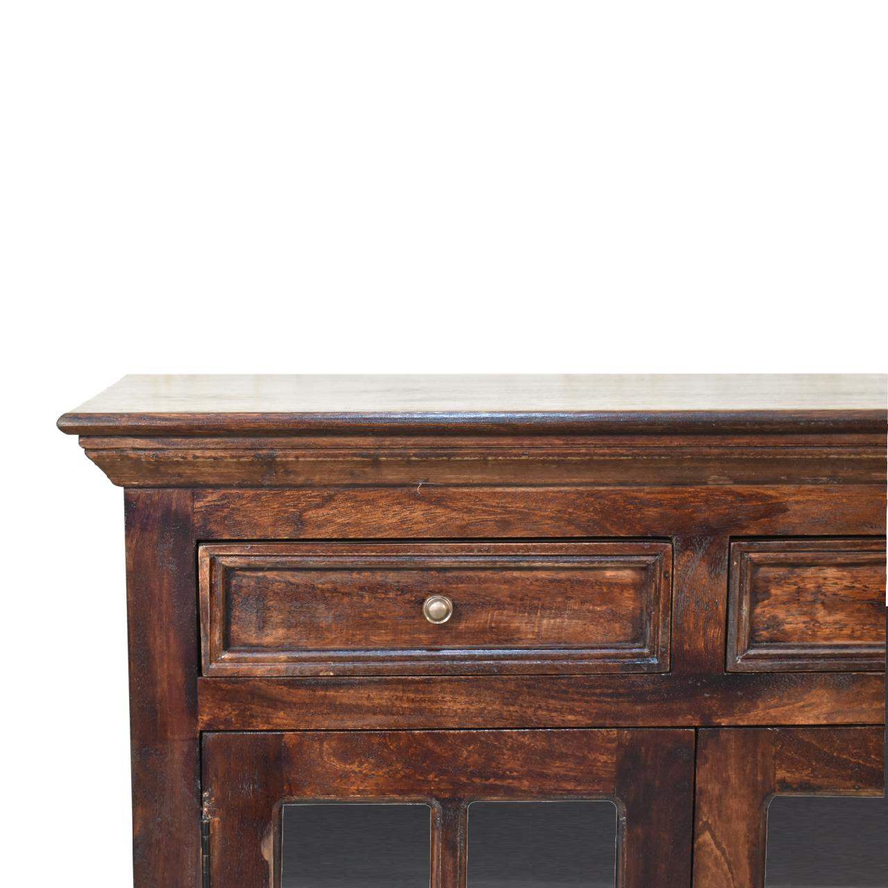 Light Walnut Cabinet with Glazed Doors - Artisan Furniture - Flyclothing LLC