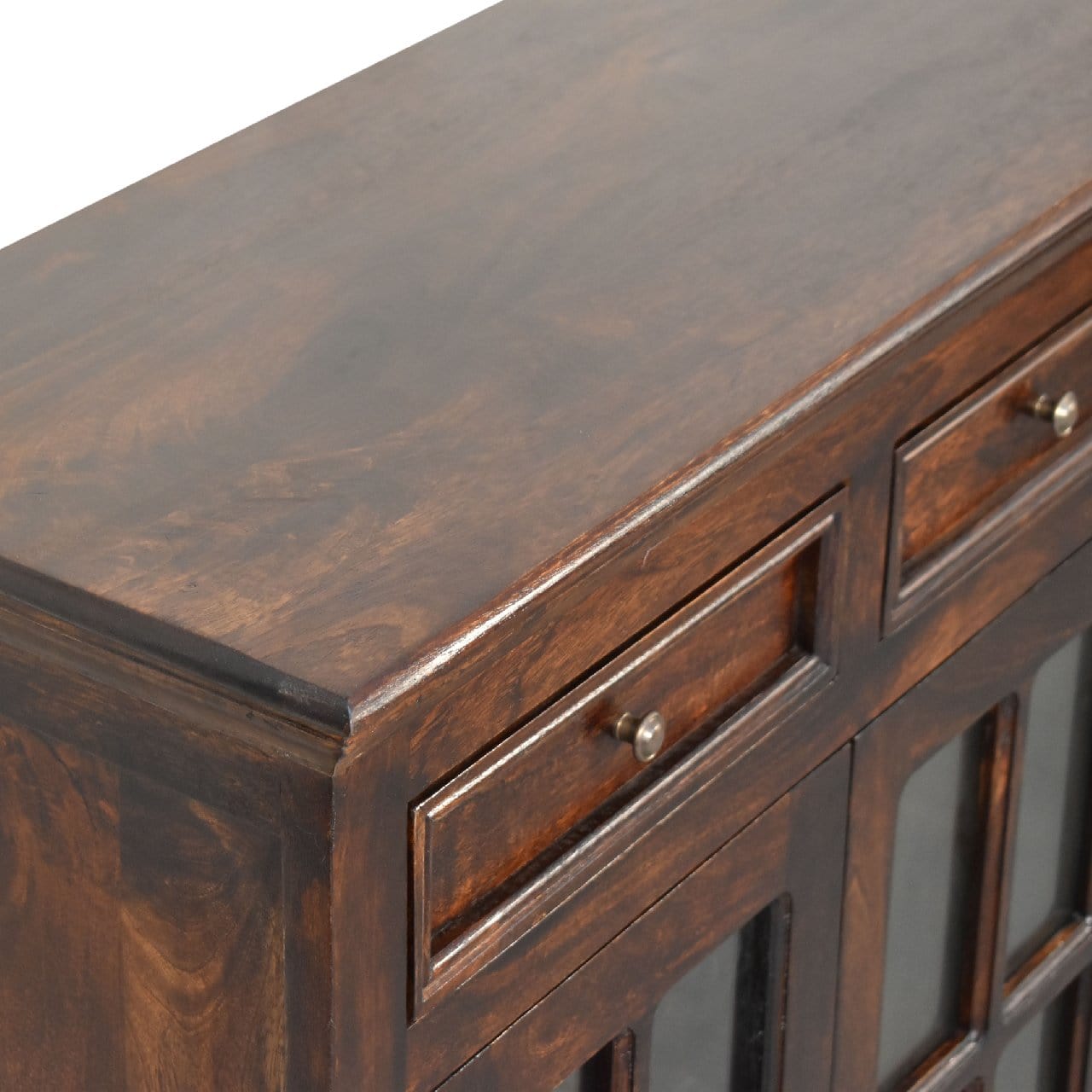 Light Walnut Cabinet with Glazed Doors - Artisan Furniture