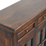 Light Walnut Cabinet with Glazed Doors - Artisan Furniture - Flyclothing LLC
