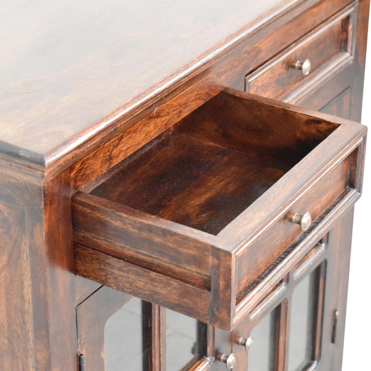 Light Walnut Cabinet with Glazed Doors - Artisan Furniture