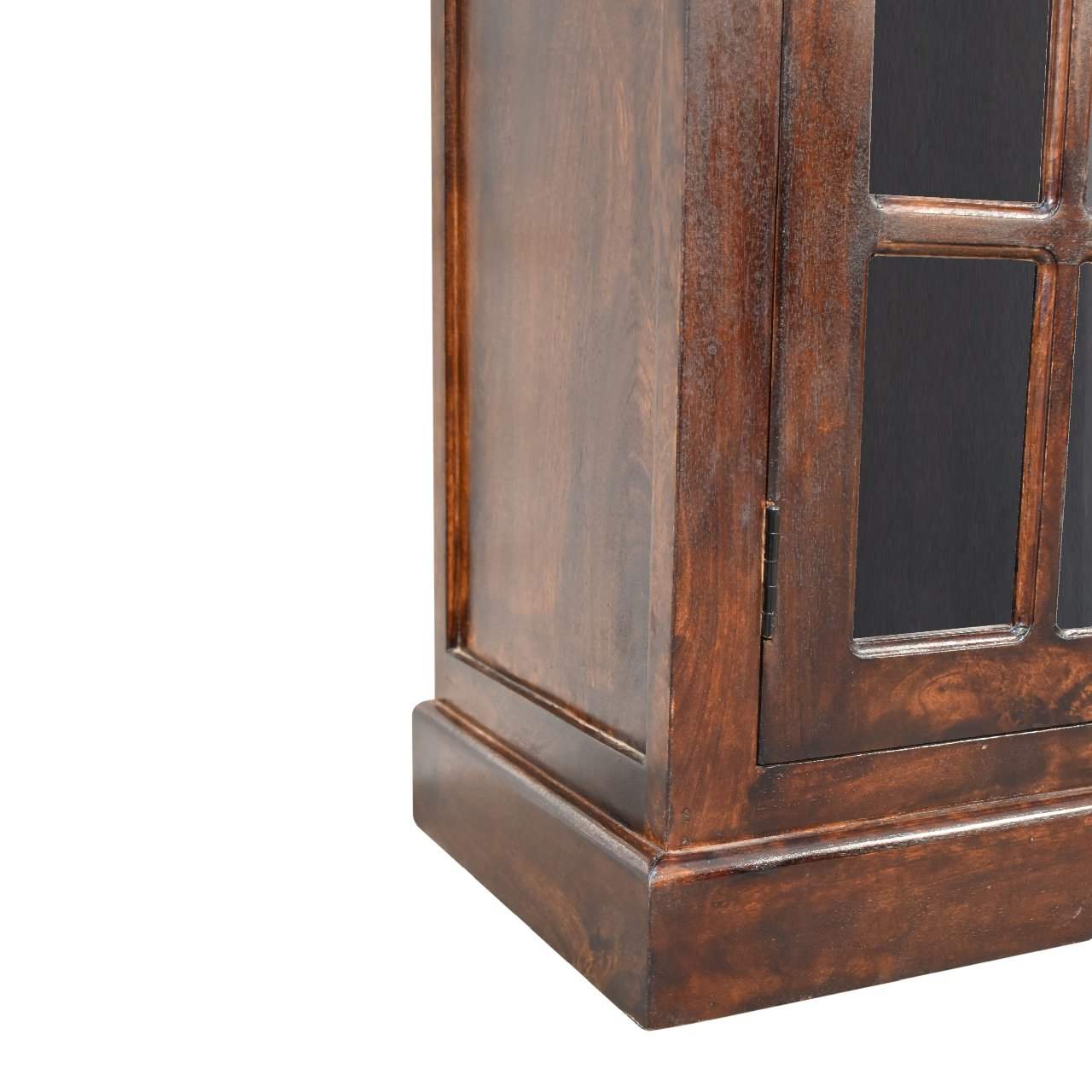 Light Walnut Cabinet with Glazed Doors - Artisan Furniture - Flyclothing LLC
