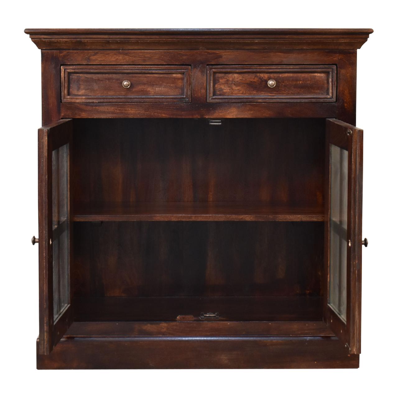 Light Walnut Cabinet with Glazed Doors - Artisan Furniture