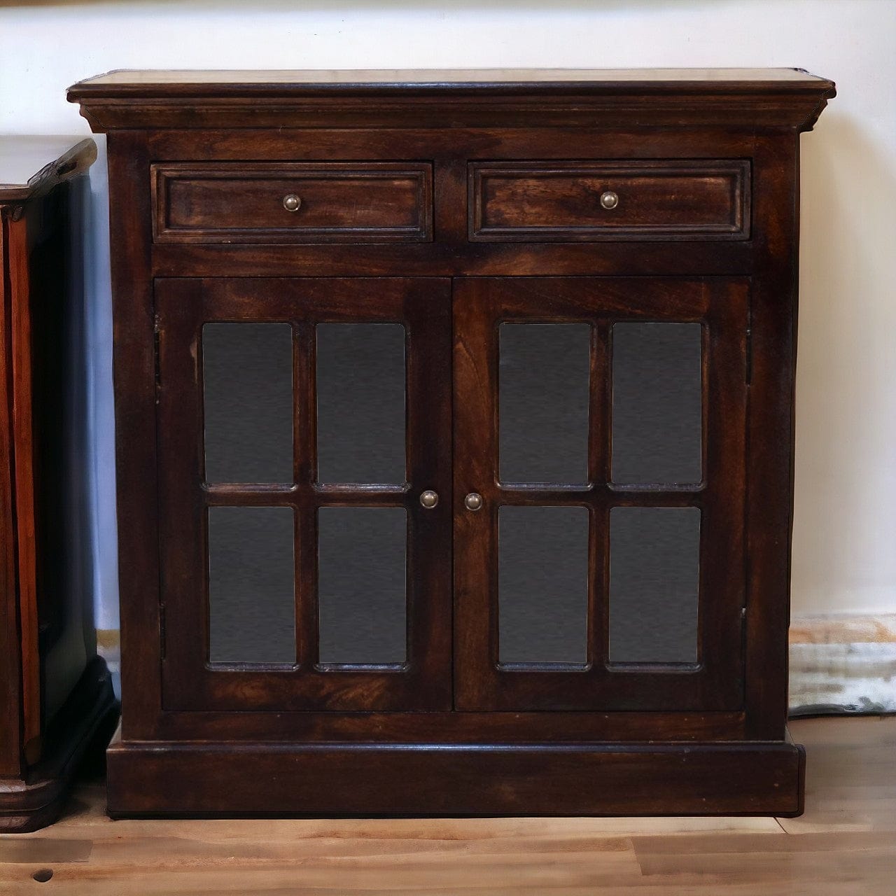 Light Walnut Cabinet with Glazed Doors - Artisan Furniture