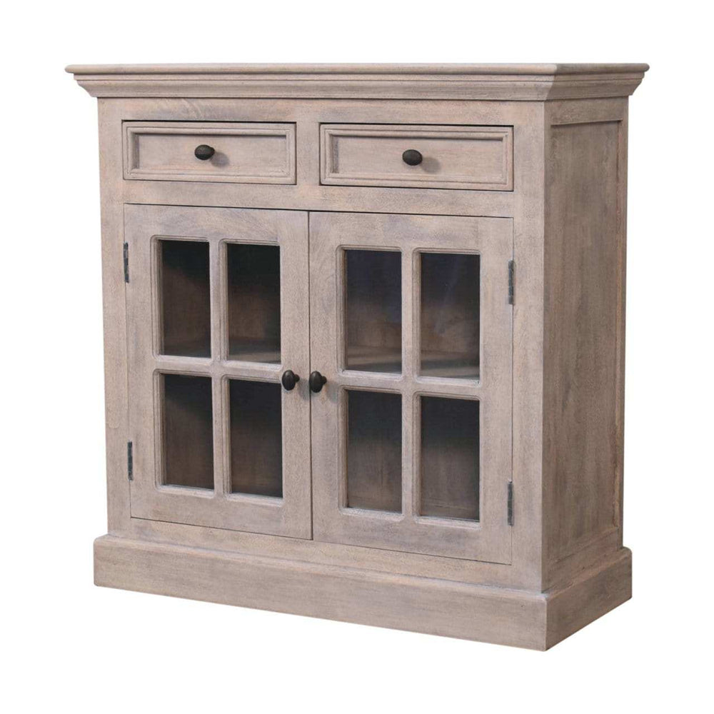 Stone Finish Cabinet with Glazed Doors - Artisan Furniture - Flyclothing LLC