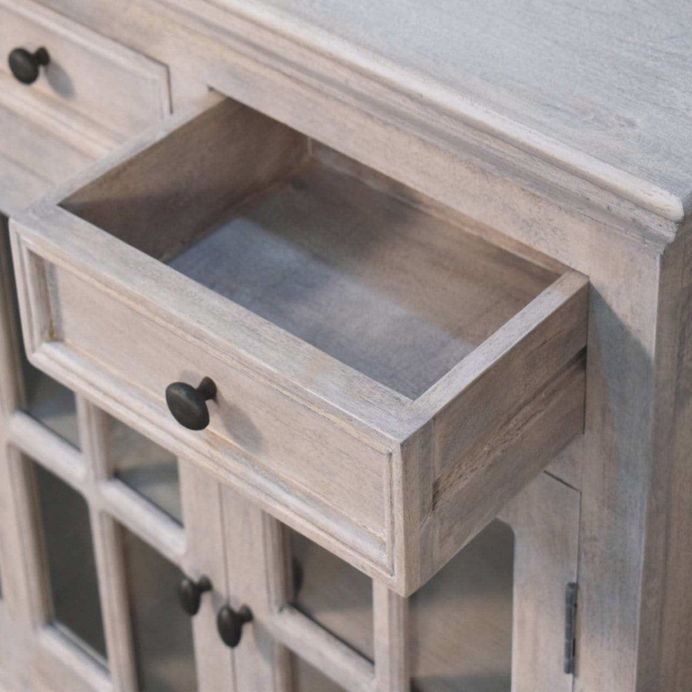 Stone Finish Cabinet with Glazed Doors - Artisan Furniture - Flyclothing LLC