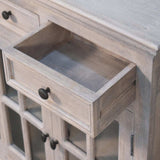 Stone Finish Cabinet with Glazed Doors - Artisan Furniture - Flyclothing LLC