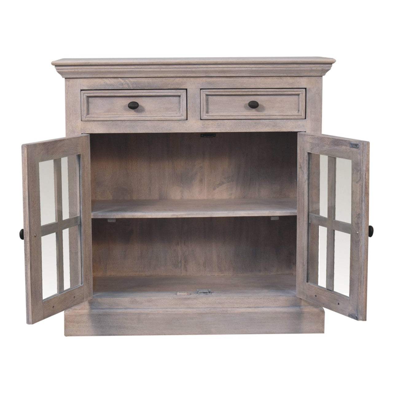 Stone Finish Cabinet with Glazed Doors - Artisan Furniture - Flyclothing LLC