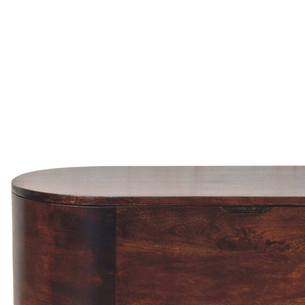 Light Walnut Rounded Lid-up Blanket Box - Artisan Furniture - Flyclothing LLC