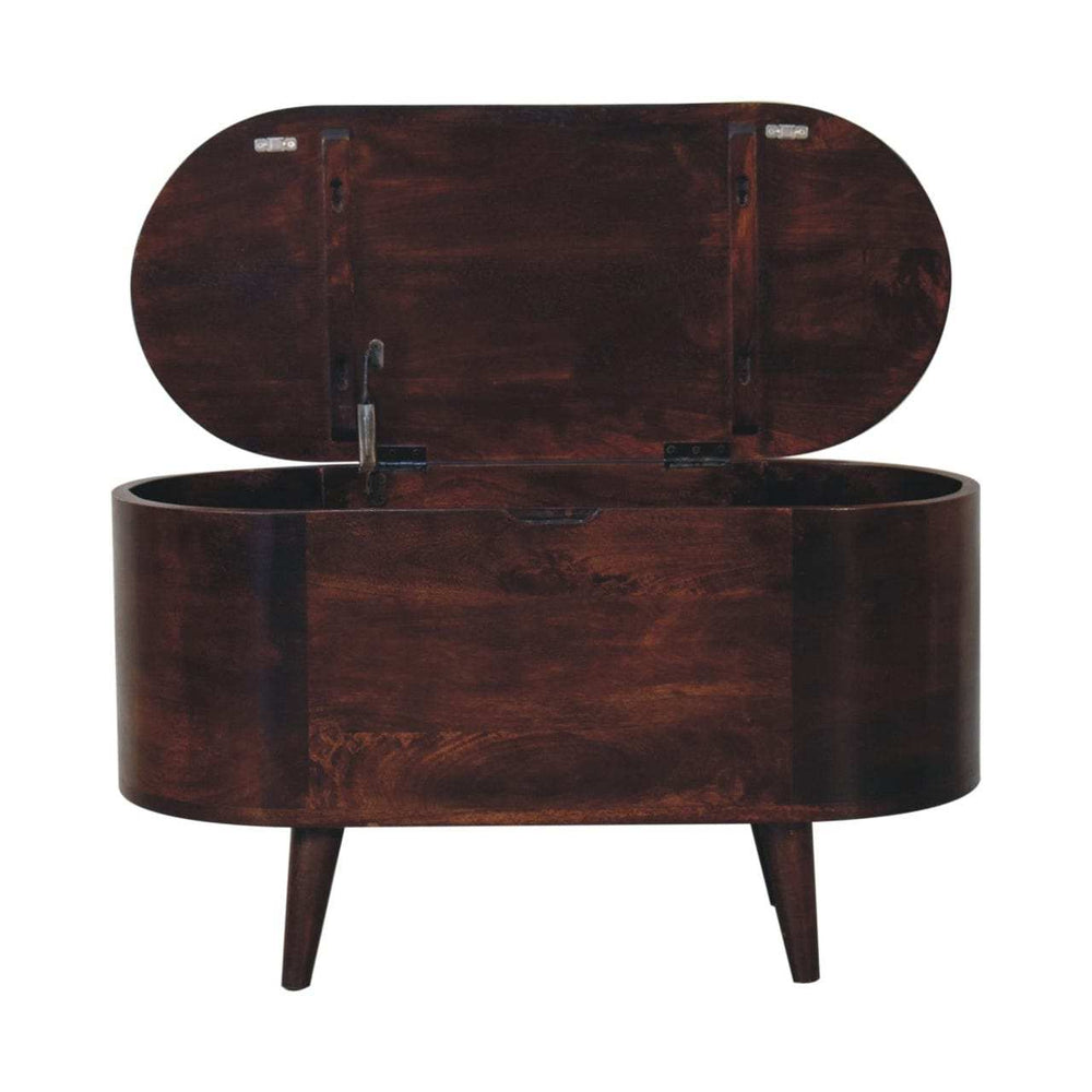 Light Walnut Rounded Lid-up Blanket Box - Artisan Furniture - Flyclothing LLC