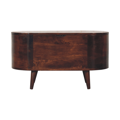 Light Walnut Rounded Lid-up Blanket Box - Artisan Furniture - Flyclothing LLC