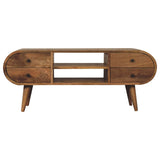Oak-ish Circular Media Unit with 2 Open Slots - Artisan Furniture