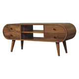 Oak-ish Circular Media Unit with 2 Open Slots - Artisan Furniture