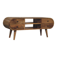 Oak-ish Circular Media Unit with 2 Open Slots - Artisan Furniture