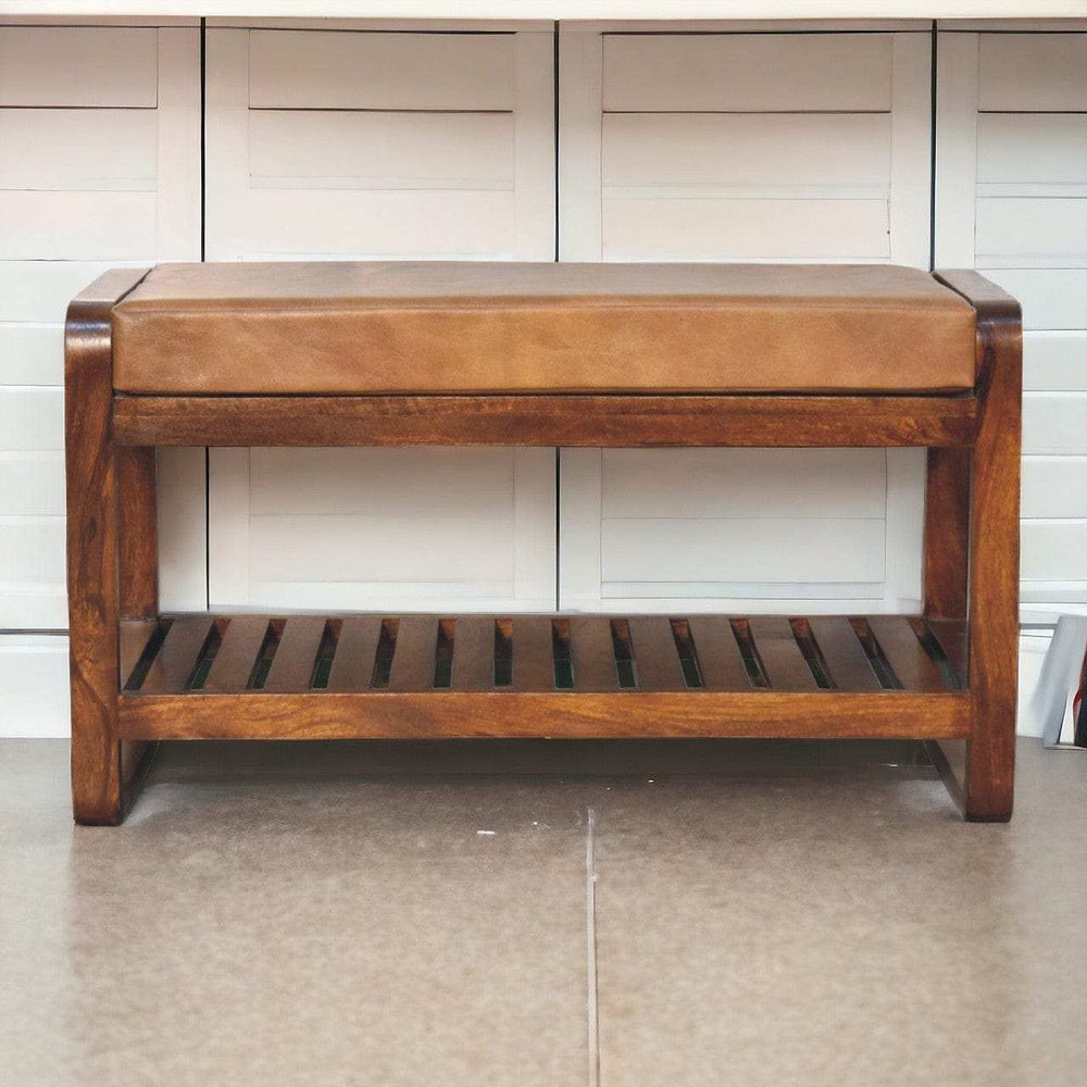 Small Buffalo Slatted Hallway Bench - Artisan Furniture - Flyclothing LLC