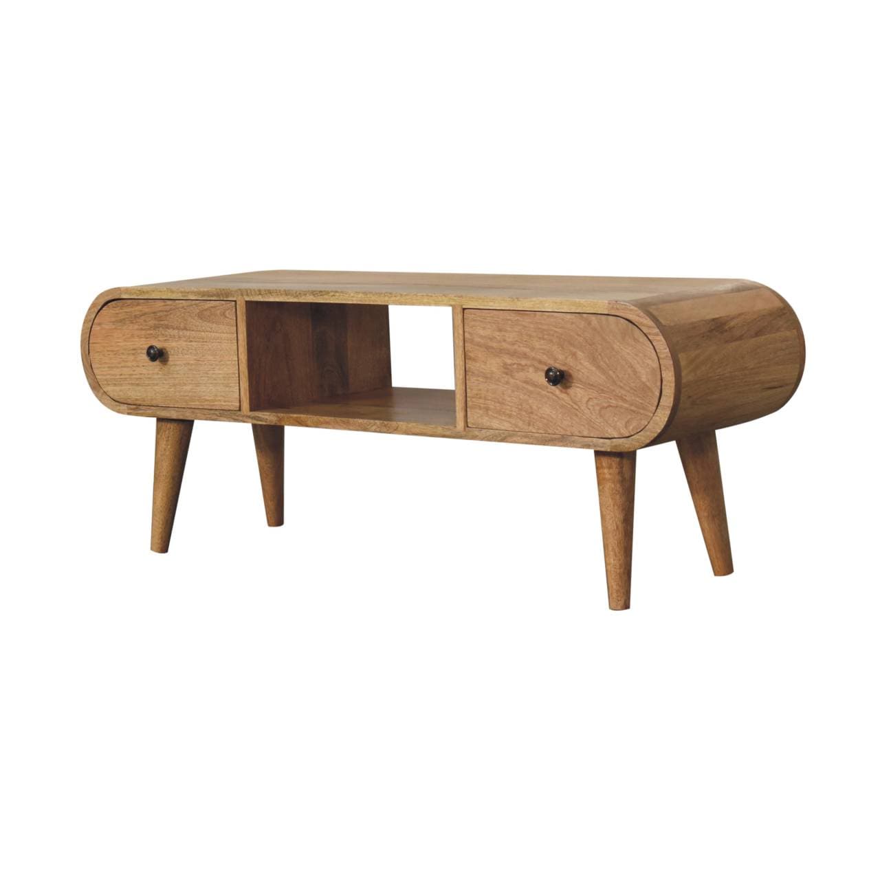 Oak-ish Circular TV Unit - Artisan Furniture