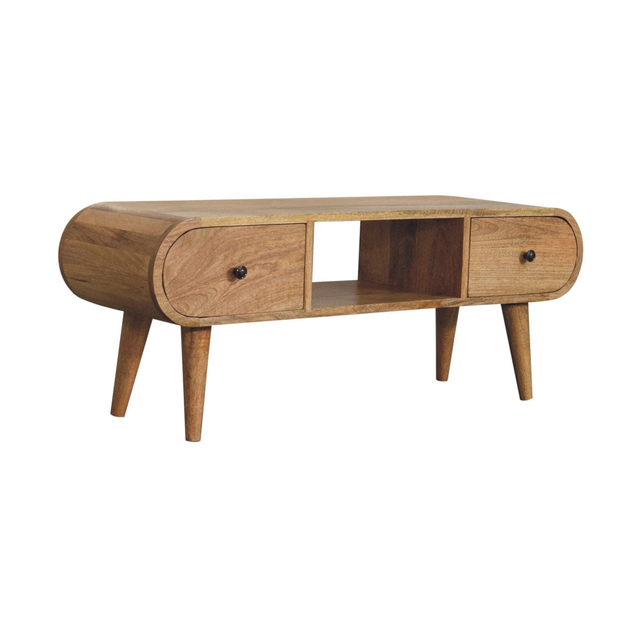 Oak-ish Circular TV Unit - Artisan Furniture