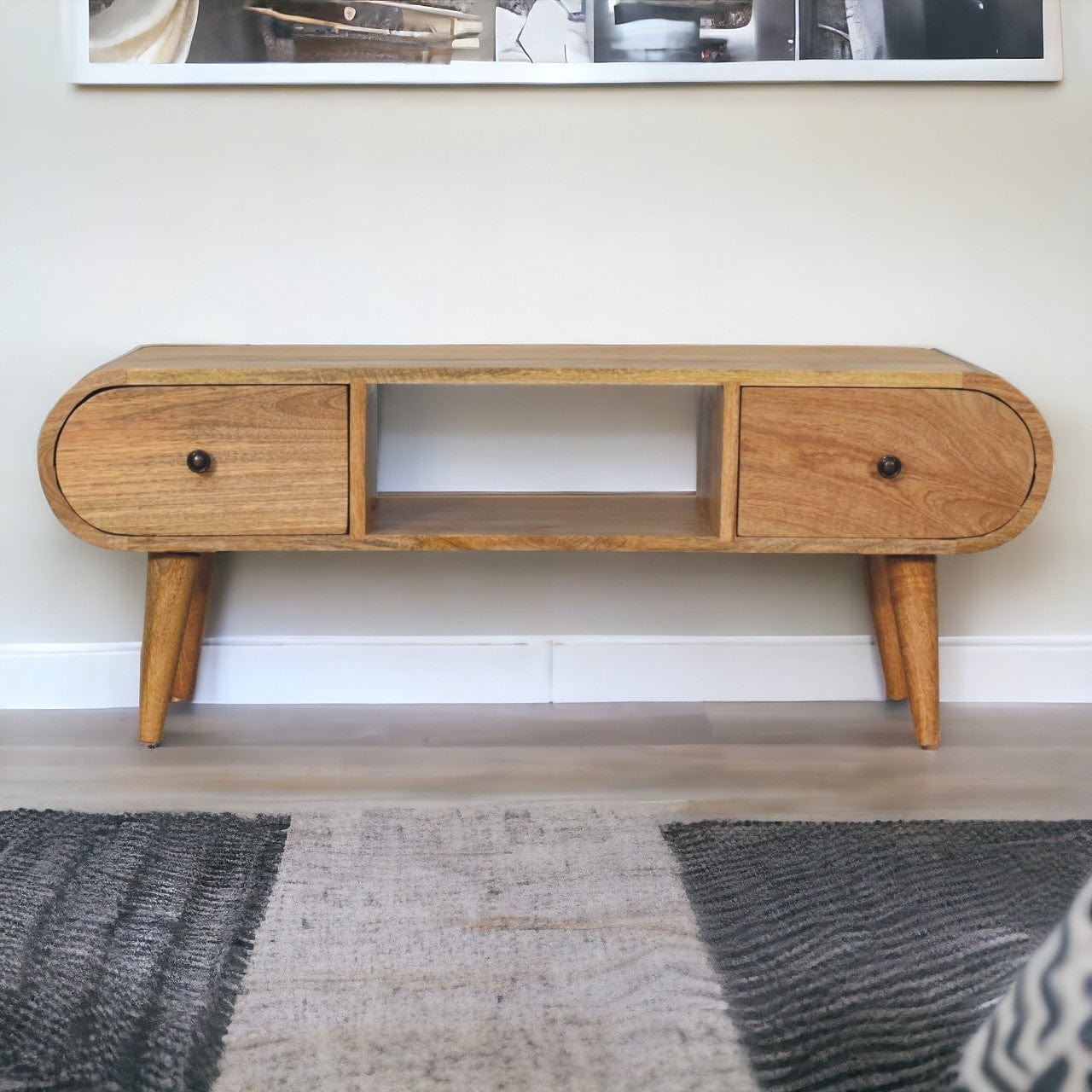 Oak-ish Circular TV Unit - Artisan Furniture