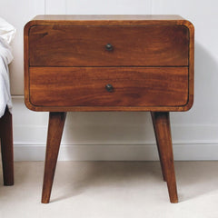 Artisan Large Curved Chestnut Bedside - Artisan Furniture