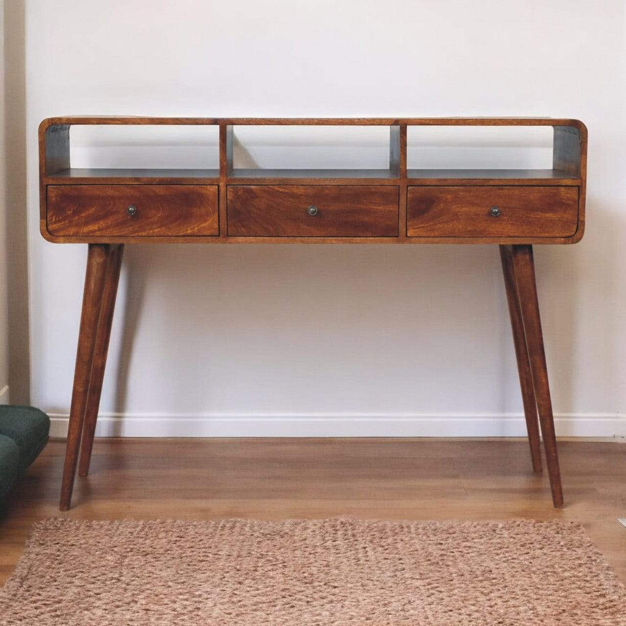 Artisan Triple Curved Chestnut Console Table - Artisan Furniture - Flyclothing LLC