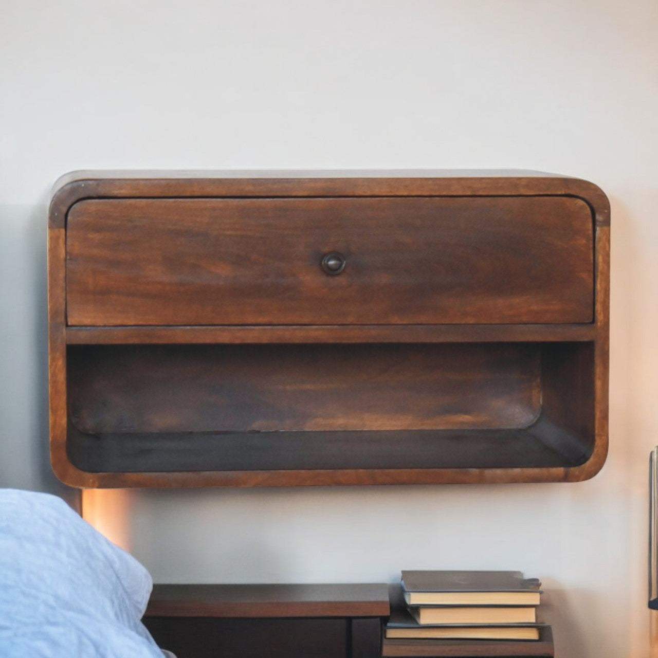 Artisan Large Chestnut Curve Floating Bedside - Artisan Furniture - Flyclothing LLC