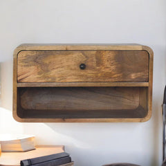 Artisan Large Floating Curve Open Slot Bedside - Artisan Furniture