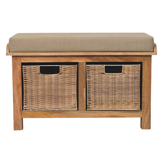 Artisan Rattan Basket Linen Bench - Artisan Furniture