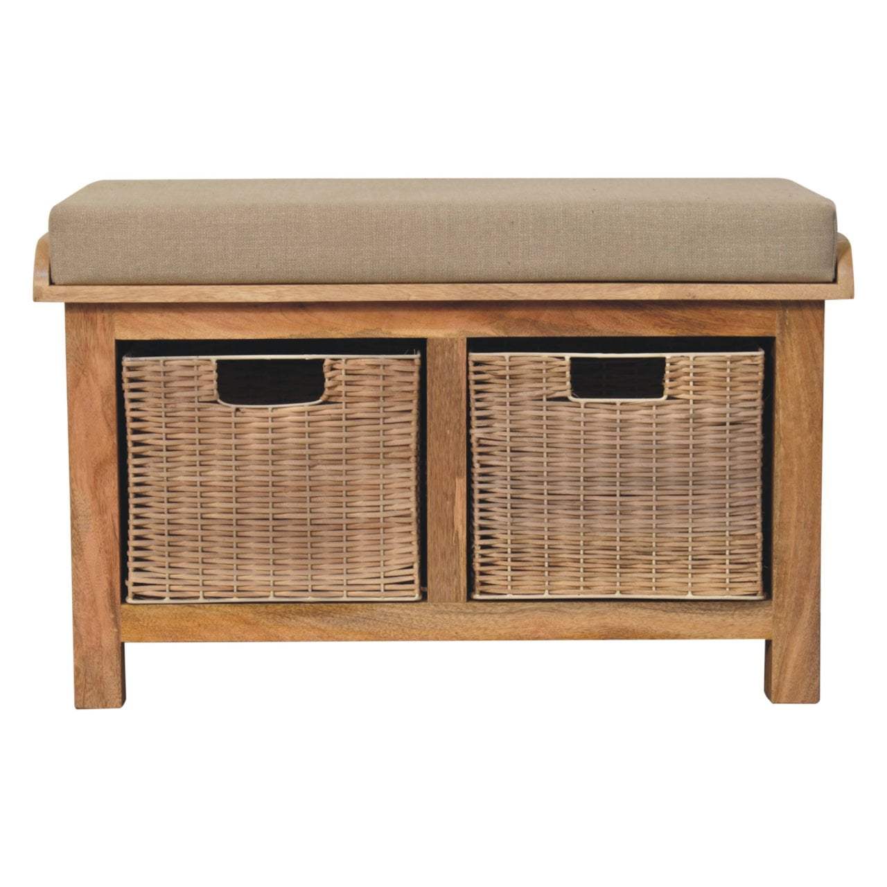 Artisan Rattan Basket Linen Bench - Artisan Furniture - Flyclothing LLC